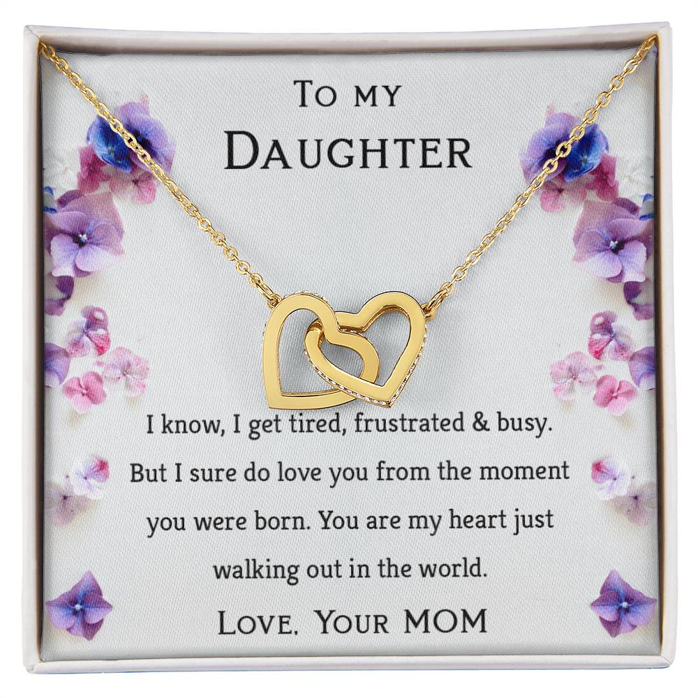 To My Daughter- You'Re My Heart Just Walking Out In The World- Necklace Interlocking Hearts Necklace