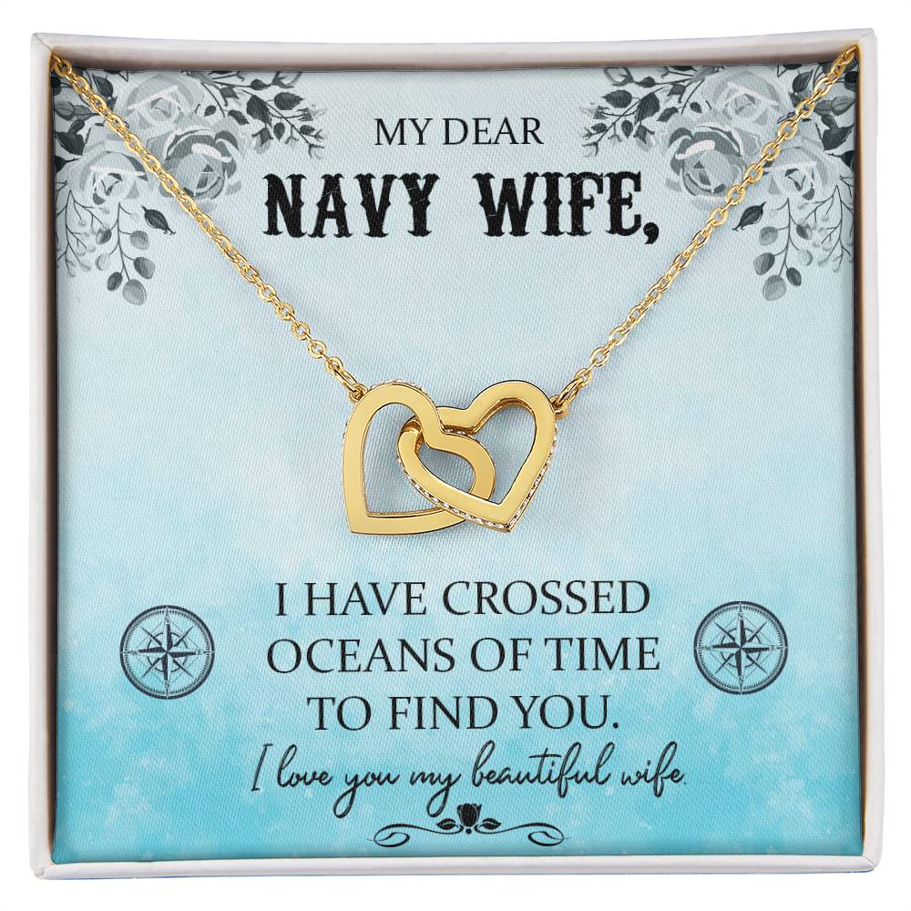 Navy Wife Gift Military Wife Heart Necklace Gift Navy Wife Mothers Day Gift Deployment Gift Deploy Gift Navy Wife Necklace Unique Gifts Interlocking Hearts Necklace