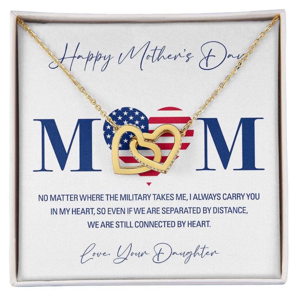 Military Daughter Carry You In My Heart Mother'S Day Necklace Interlocking Hearts Necklace