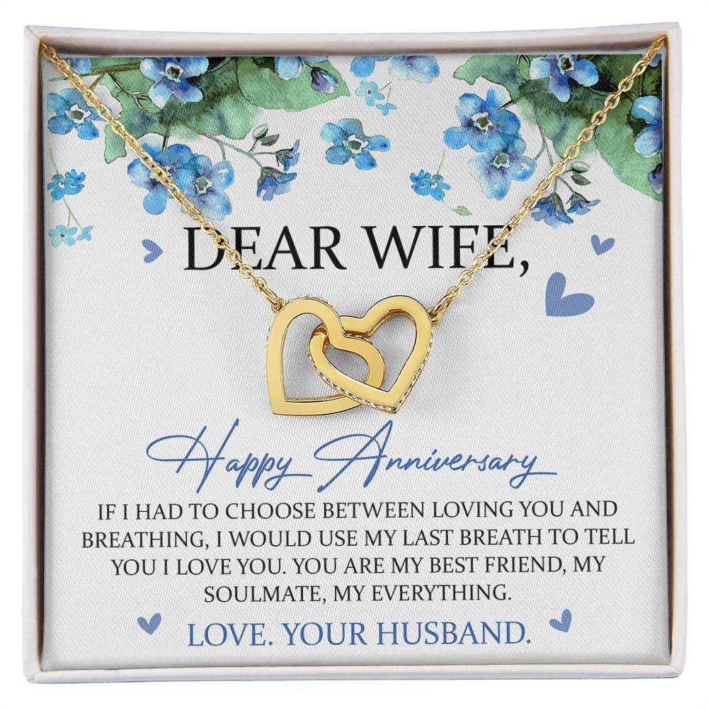 Dear Wife Happy Anniversary Interlocking Hearts Necklace Wedding Anniversary Gift