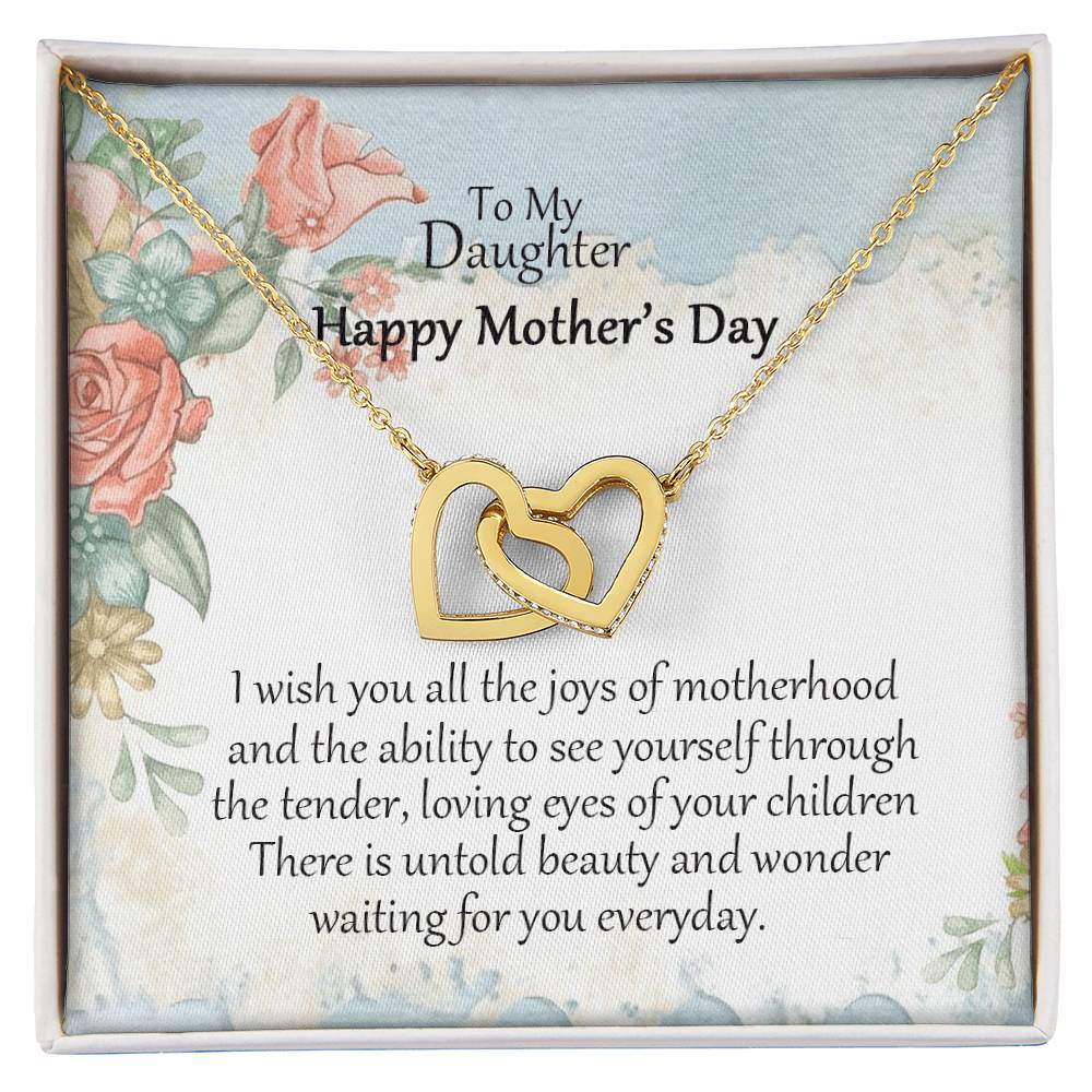 To My Daughter - Happy Mother'S Day - Interlocking Hearts Necklace - Gift For Daughter