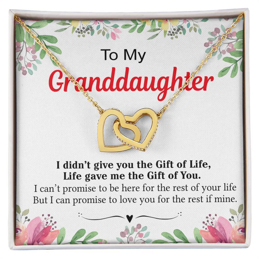 To My Granddaughter - I Love You For The Rest Of My Life Interlocking Hearts Necklace