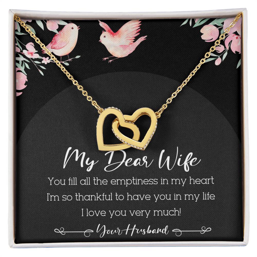 My Dear Wife Interlocking Hearts Necklace Message Card