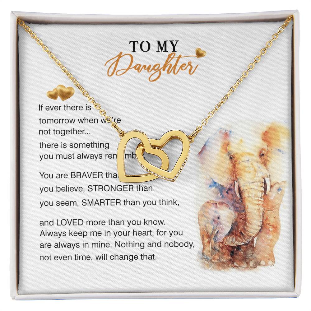 To My Daughter Necklace From Elephant Mom Interlocking Hearts Necklace