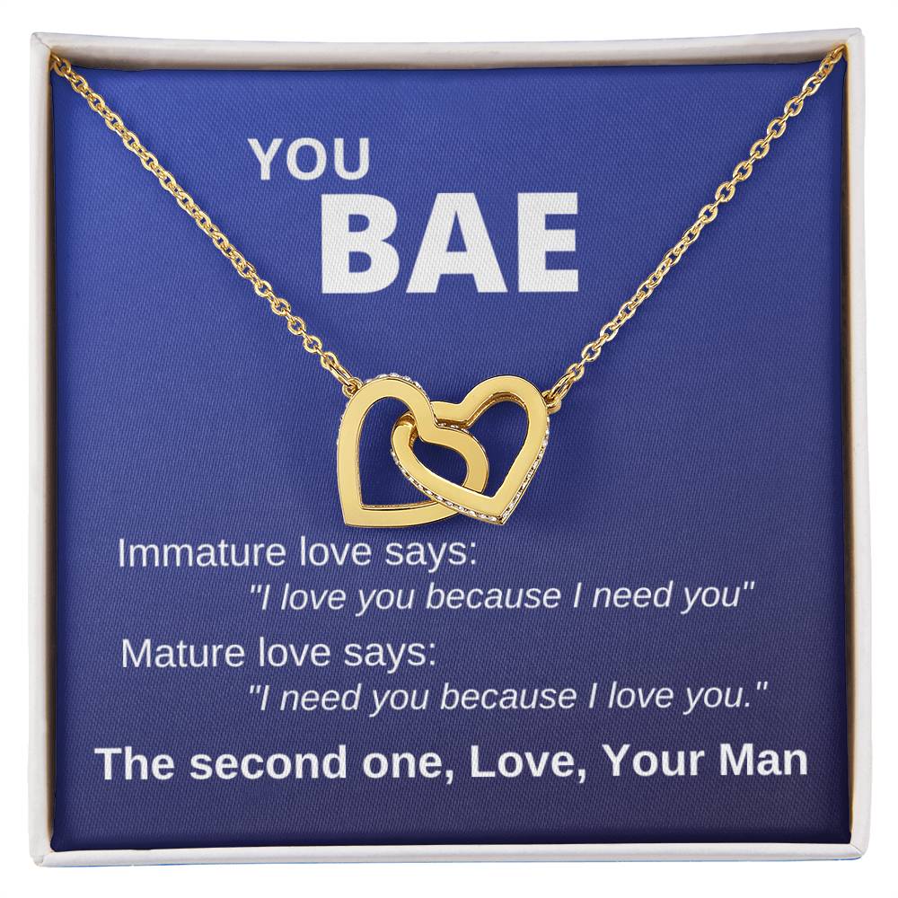 You Bae Linked Hearts Gift To Girlfriend Fiancee Wife Interlocking Hearts Necklace