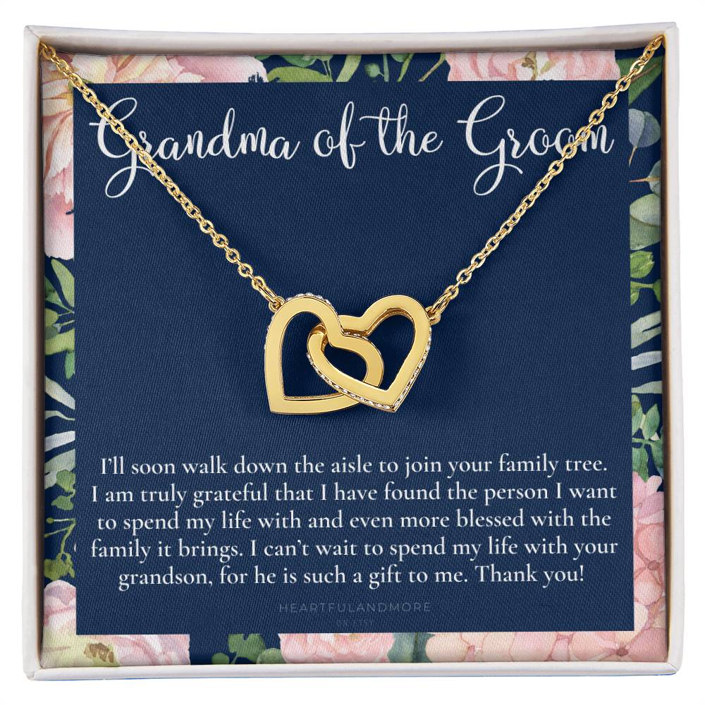 Grandmother Of The Groom Gift Necklace Grandma Wedding Gift Nana Bridal Shower Rehearsal Dinner Thank You Gift Interlocking Hearts Necklace