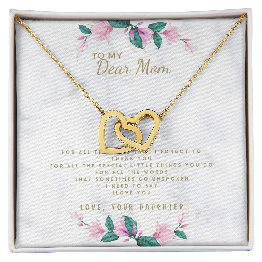 Daughter To Mom For Mom 2022 Mother'S Day Birthday Wedding Christmas Gifts Interlocking Hearts Necklace