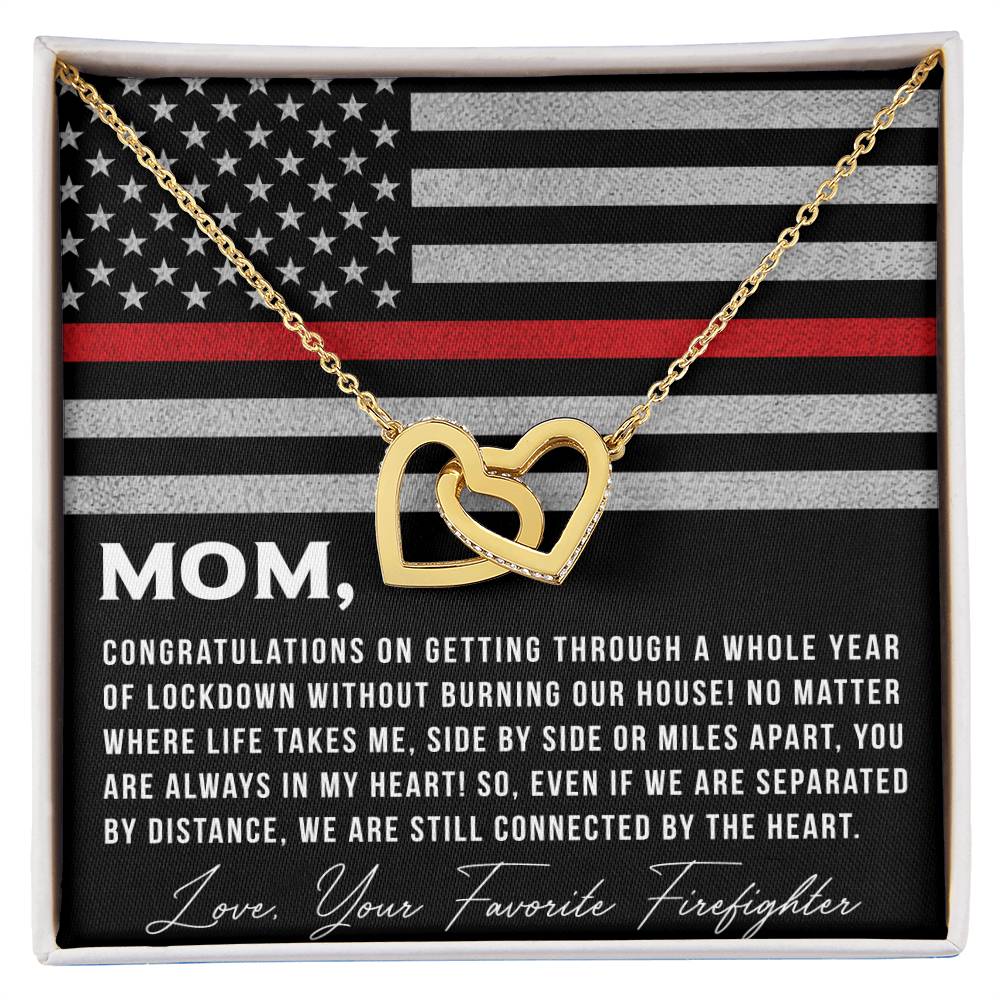 To My Mom From Favorite Firefighter - Necklace Interlocking Hearts Necklace