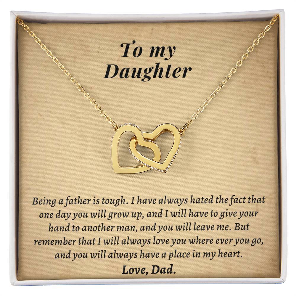 Gift For Daughter From Dad - I Will Always Love You Where Ever You Go Interlocking Hearts Necklace