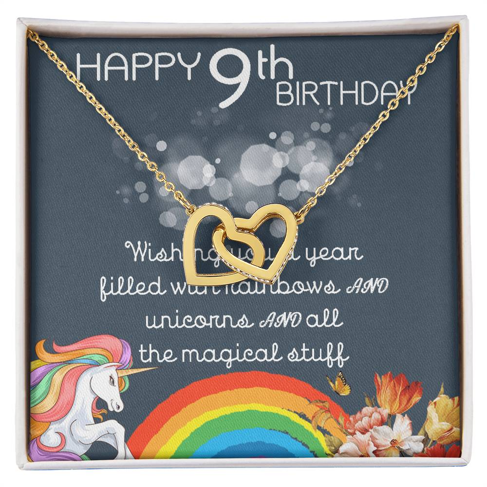 9Th Birthday Necklace Gifts For Girls Cute Unicorn 9 Years Old Girl Jewelry Gift For Daughter Niece Interlocking Necklace Xu246Il02 Interlocking Hearts Necklace