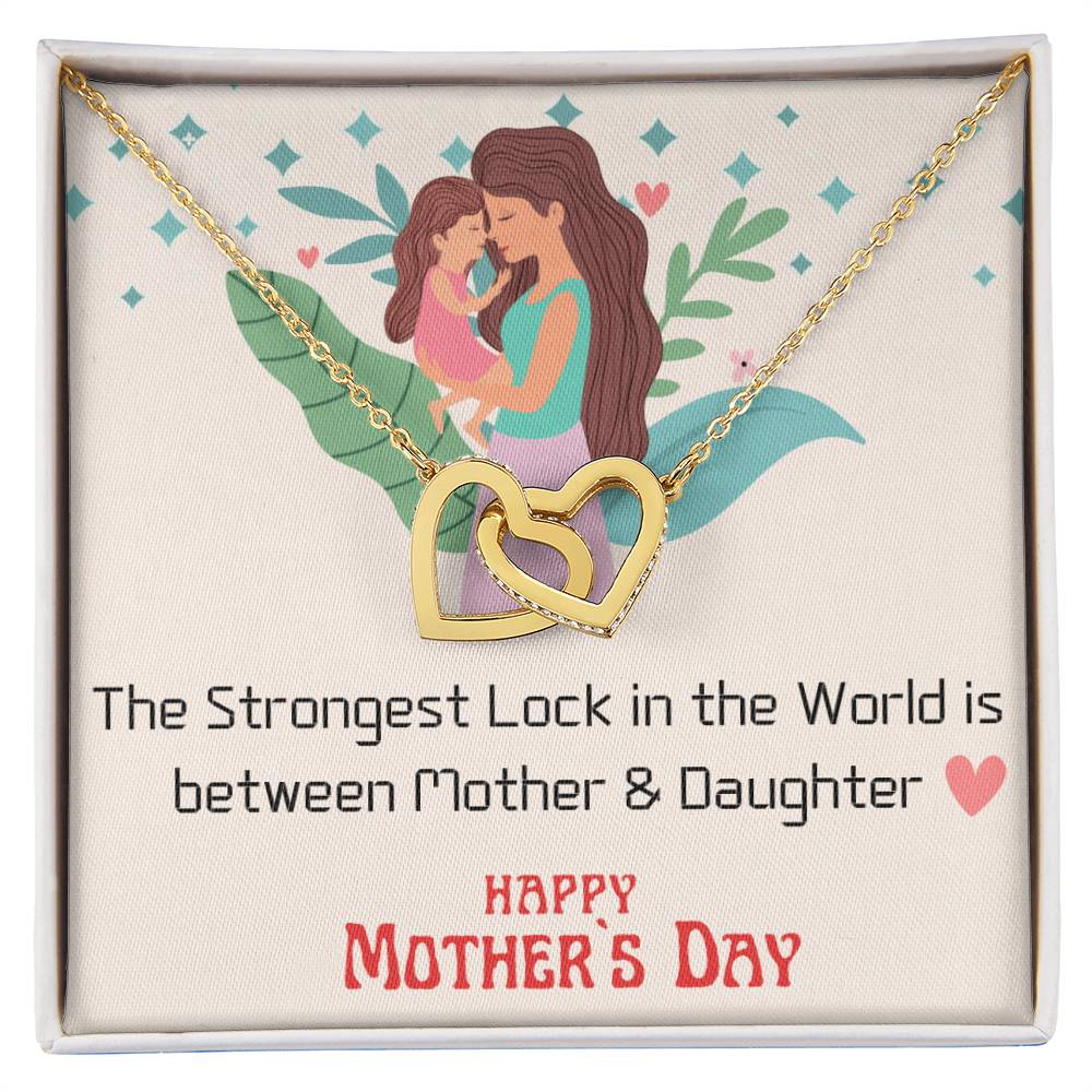 Love Lock Between Mother & Daughter ! Heart Pendant With Cubic Zirconia Interlocking Hearts Necklace
