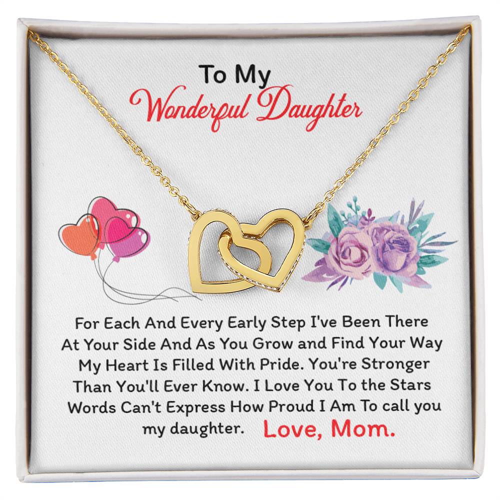 To My Daughter - Black Friday Special Interlocking Hearts Necklace