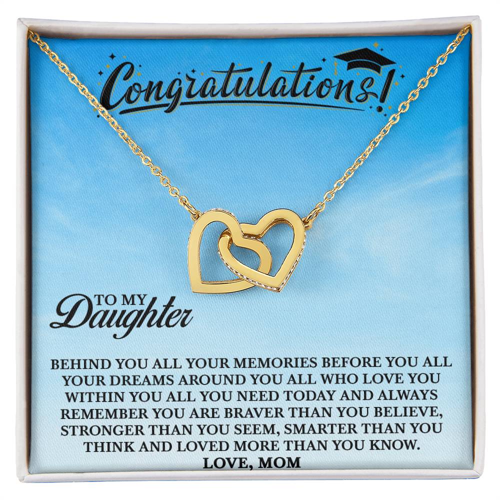 To My Daughter - You Are Loved More Than You Know - Necklace Interlocking Hearts Necklace