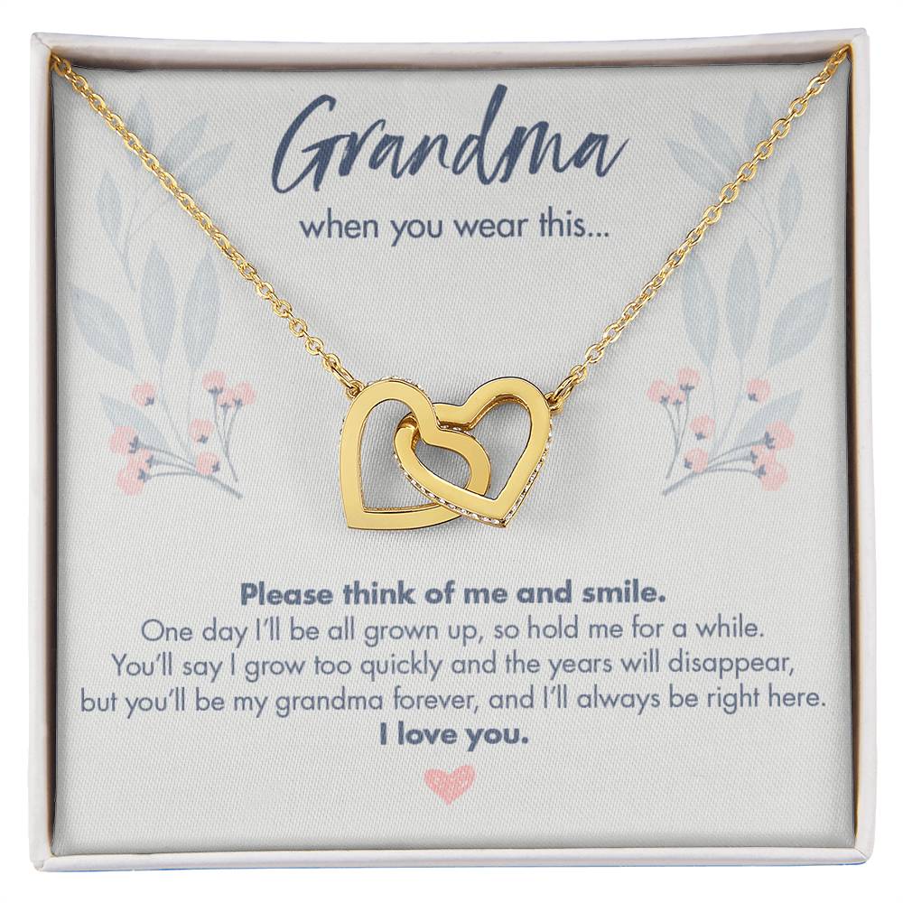 Gift From Baby Or Toddler To Grandma - Grandma When You Wear This Necklace Interlocking Hearts Necklace
