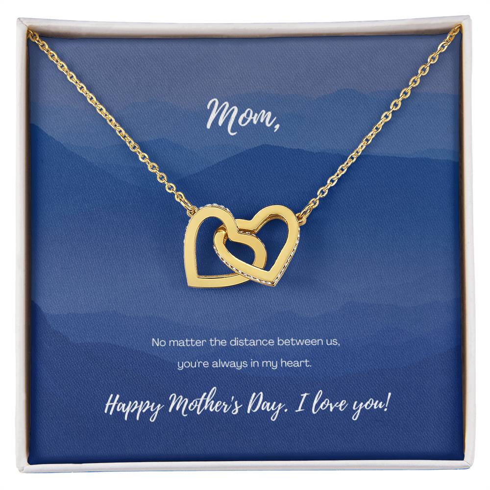 No Matter The Distance - Mother'S Day Two Hearts Necklace Interlocking Hearts Necklace