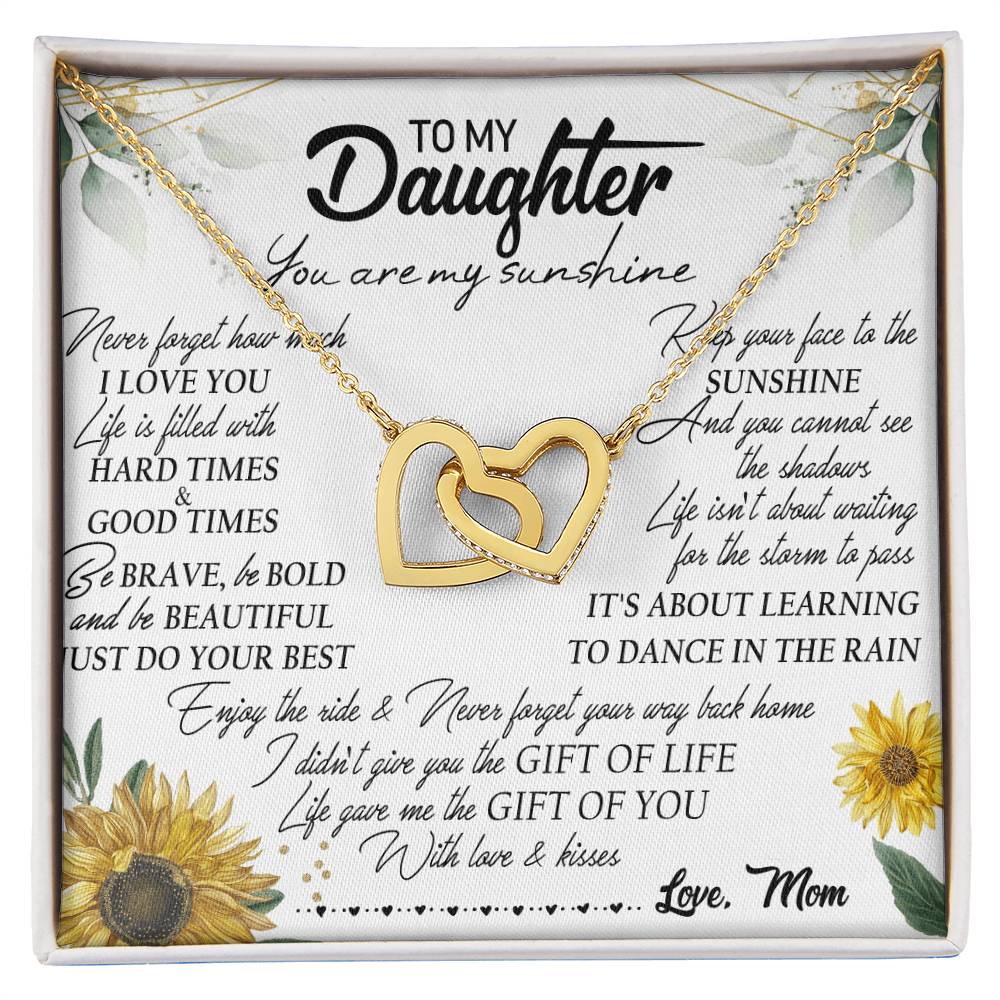 To My Daughter Interlocking Hearts Necklace Message Card