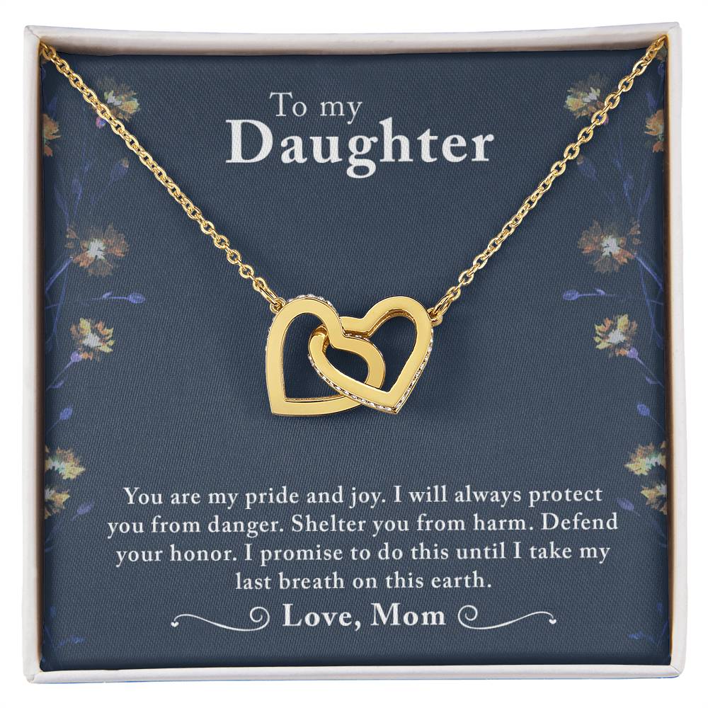 To My Daughter Interlocking Hearts Necklace Message Card