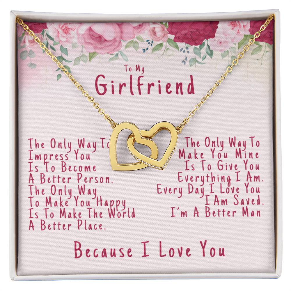 To My Girlfriend Valentine'S Day Because I Love You - Interlocking Heart Necklace Interlocking Hearts Necklace