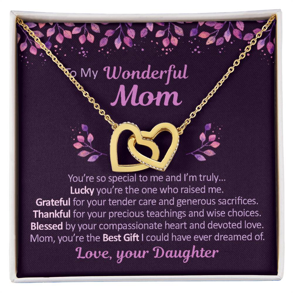 To My Mom - Grateful Thankful And Blessed - Necklace Interlocking Hearts Necklace