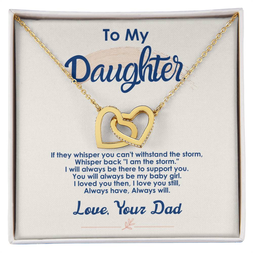 To My Daughter - Always There To Support You - Interlocking Hearts Necklace