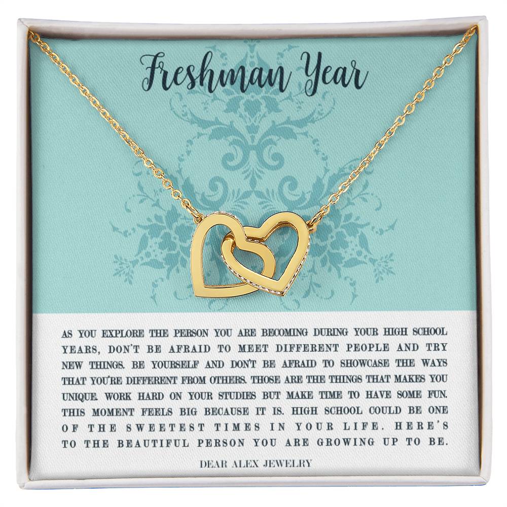 Freshman Year Uniquely You Necklace Interlocking Hearts Necklace
