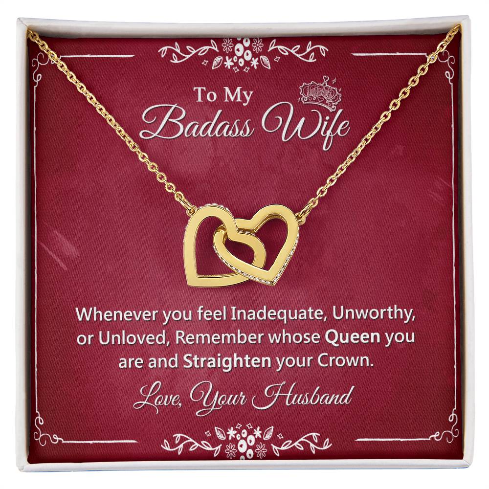 Awesome Gift For Badass Wife - Interlock Heart Necklace Interlocking Hearts Necklace