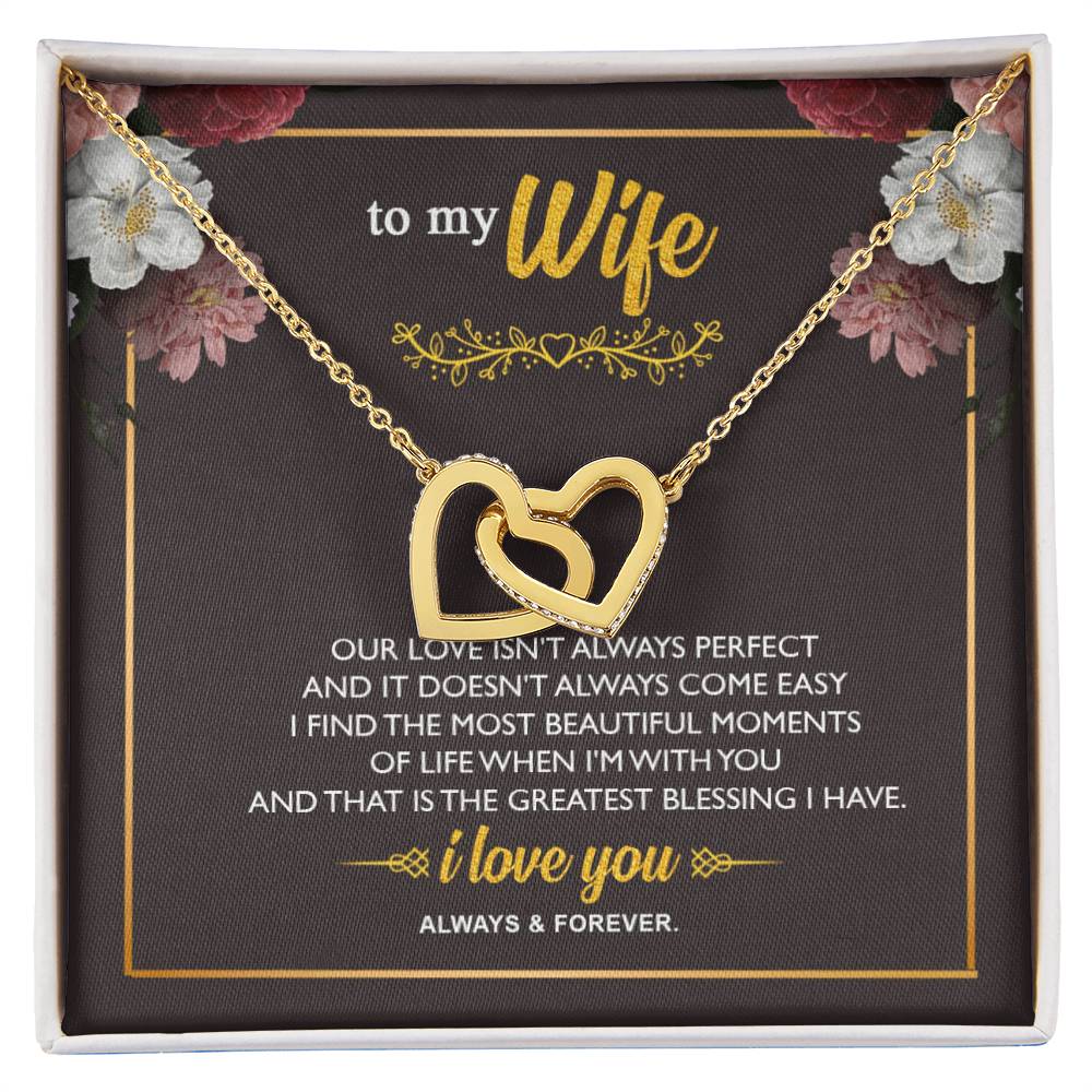To My Wife - Interlocking Hearts - So40 Interlocking Hearts Necklace