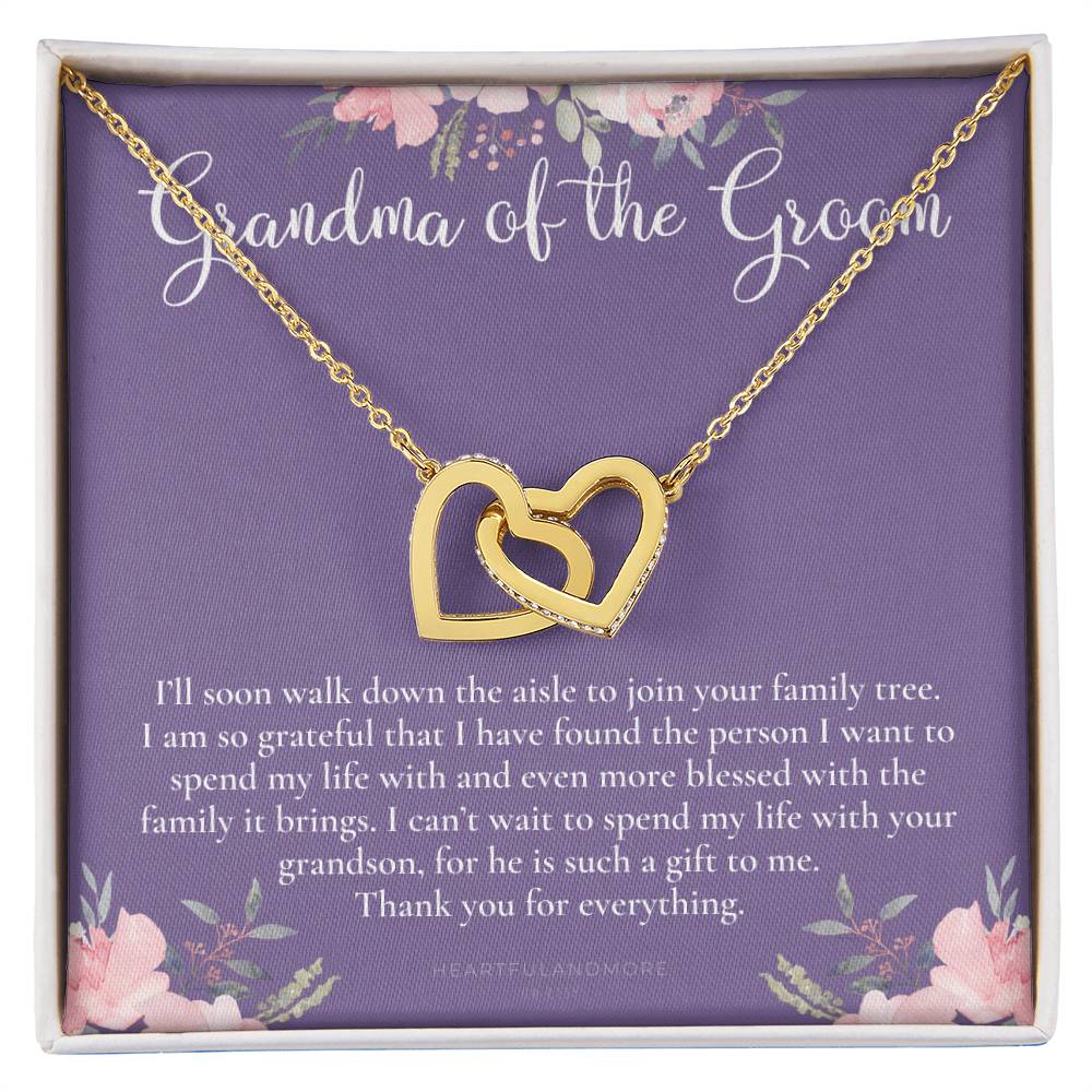 Grandmother Of The Groom Gift Necklace Grandma Wedding Gift Nana Bridal Shower Rehearsal Dinner Thank You Gift Interlocking Hearts Necklace