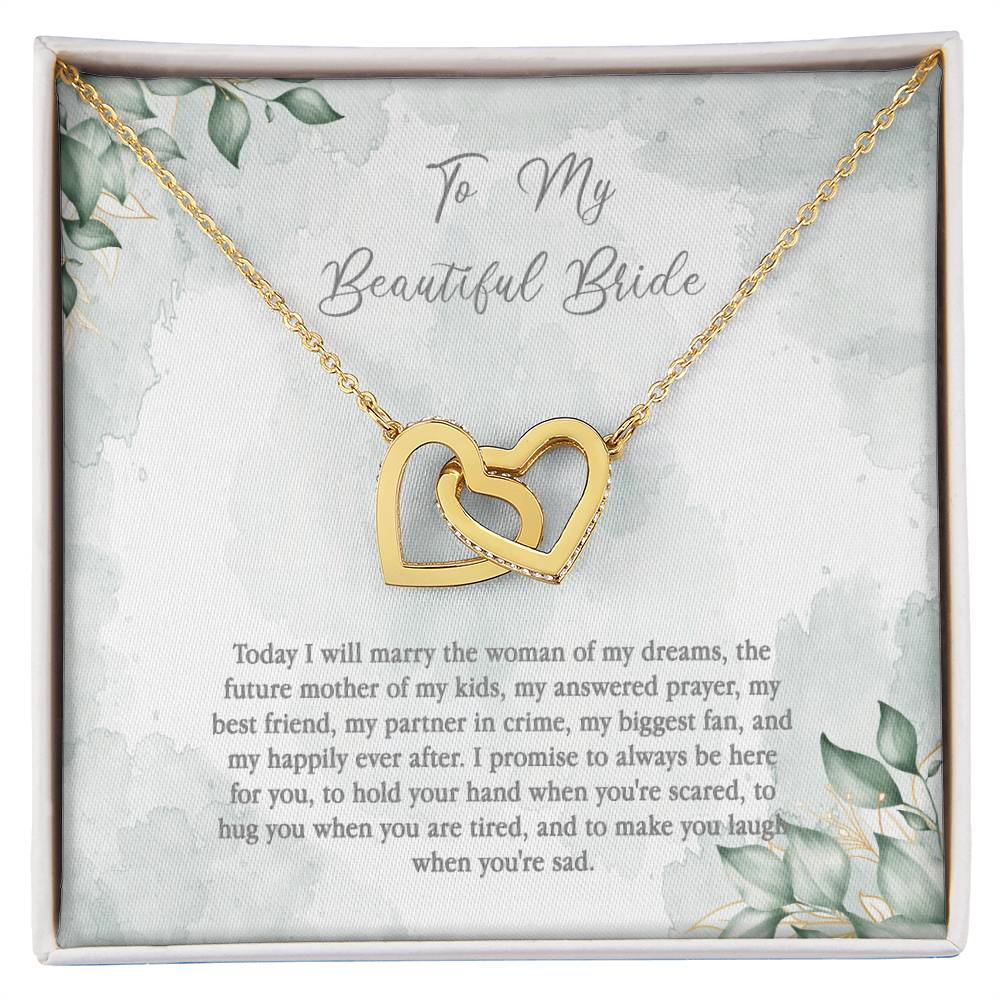 Wedding Day Gift For Bride From Groom - Woman Of My Dreams Interlocking Hearts Necklace