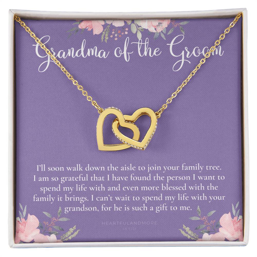 Grandmother Of The Groom Gift Necklace Grandma Wedding Gift Nana Bridal Shower Rehearsal Dinner Thank You Gift Interlocking Hearts Necklace