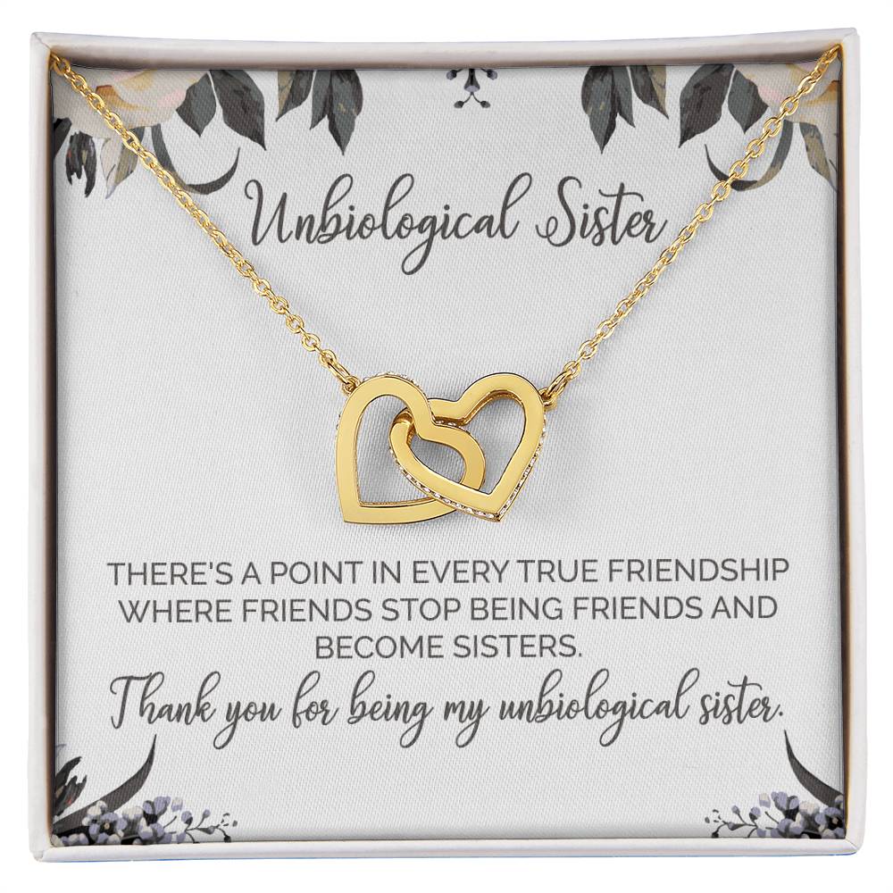 Unbiological Sister Necklace Soul Sister Sorority Sister Sister In Law Necklace Interlocking Hearts Necklace