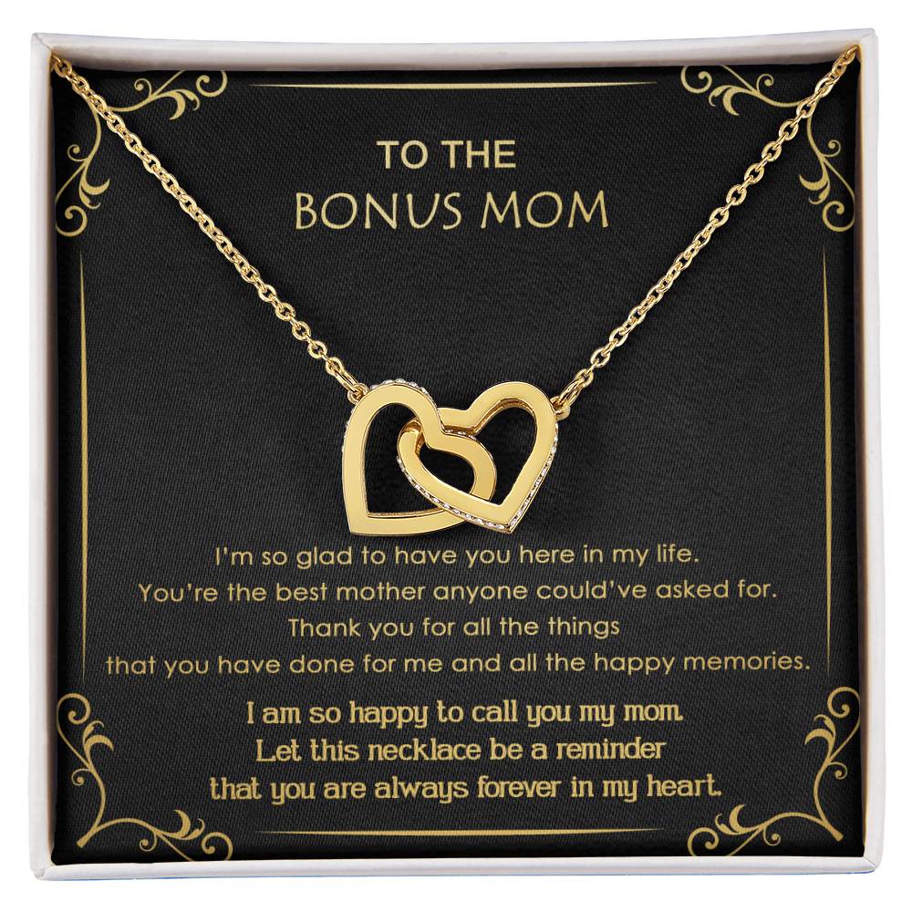 Gift For Bonus Mom - Glad To Have You - Interlocking Interlocking Hearts Necklace