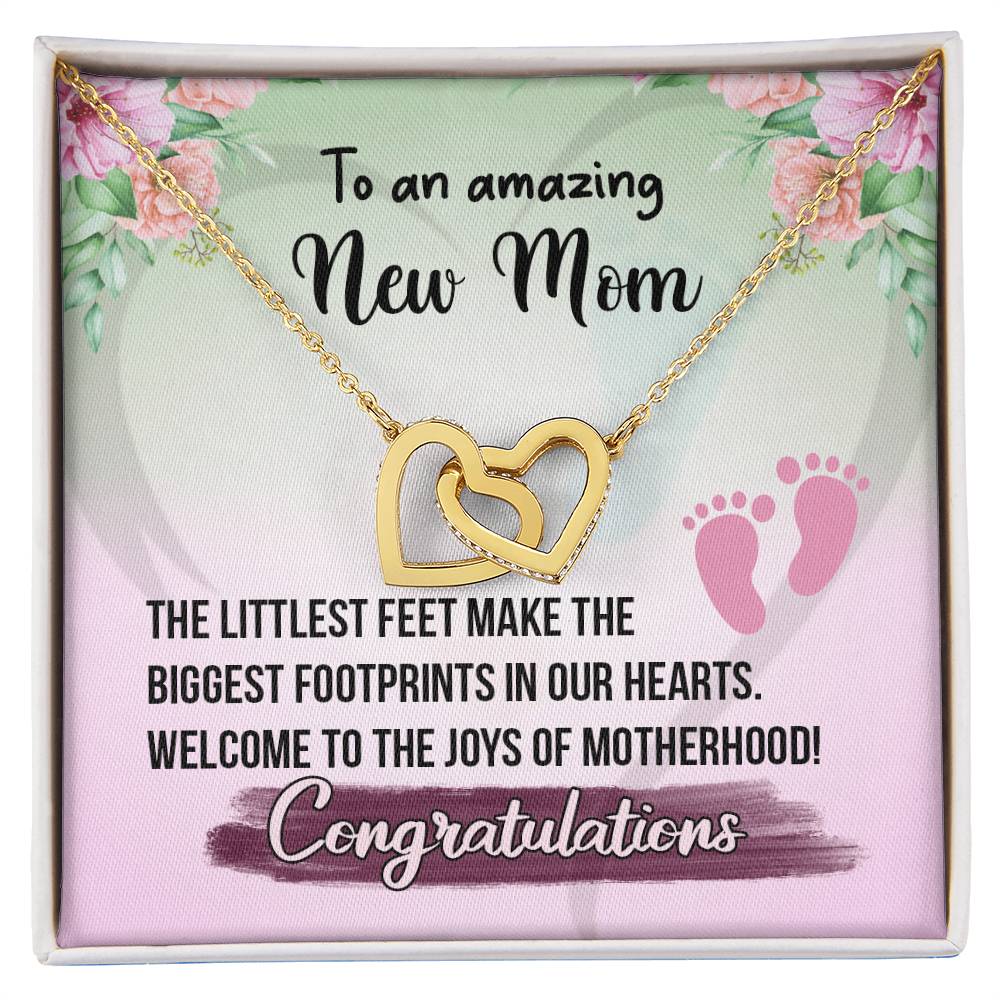 To An Amazing Mom- Gift For New Mom Interlocking Hearts Necklace