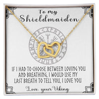 To My Shieldmaiden Interlocking Heart Necklace To Wife Necklace Shieldmaiden And Viking Interlocking Hearts Necklace