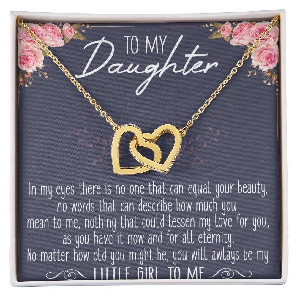 To My Daughter Interlocking Hearts Necklace Message Card
