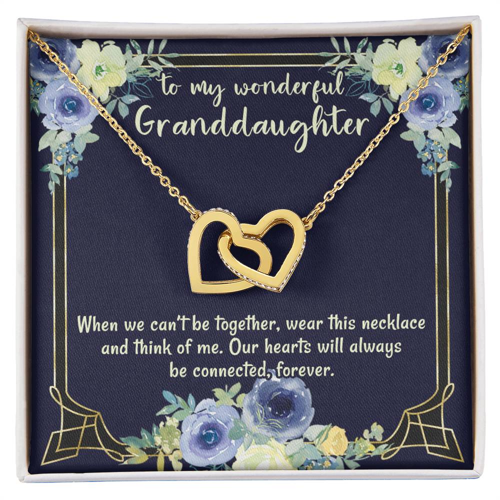 To My Wonderful Granddaughter Our Hearts Will Always Be Connected Necklace Gift From Grandmother Gift From Grandfather Interlocking Hearts Necklace