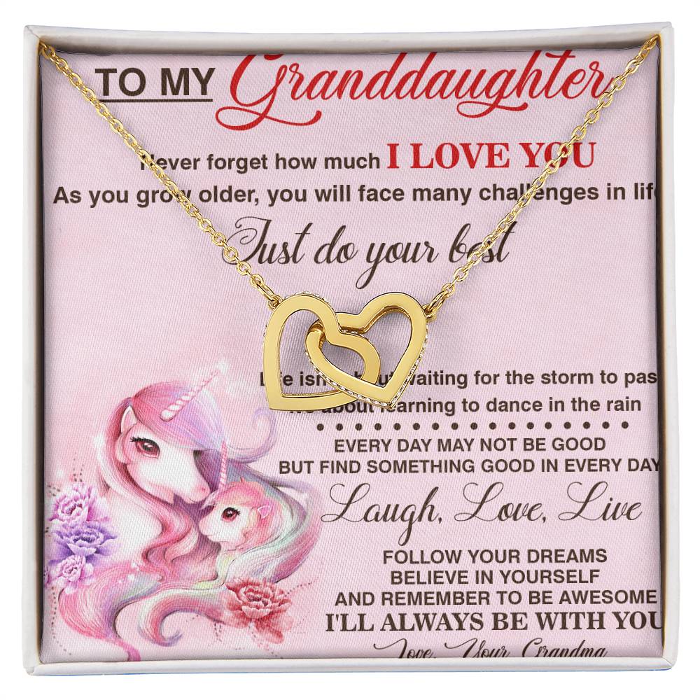 To My Granddaughter Interlocking Hearts Necklace Message Card