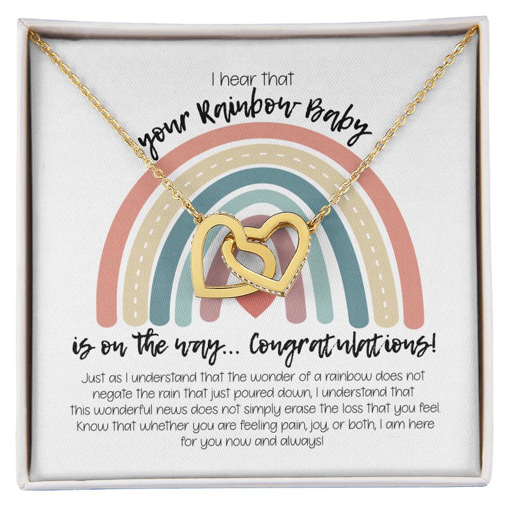 Rainbow Baby Necklace Interlocking Hearts Necklace