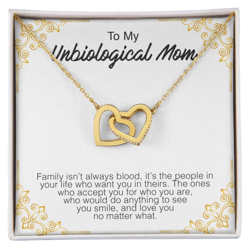 To My Unbiological Mom - Interlocking Hearts Premium Lovecube Interlocking Hearts Necklace