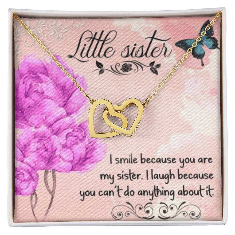 To My Little Sister Necklace Interlocking Hearts Necklace