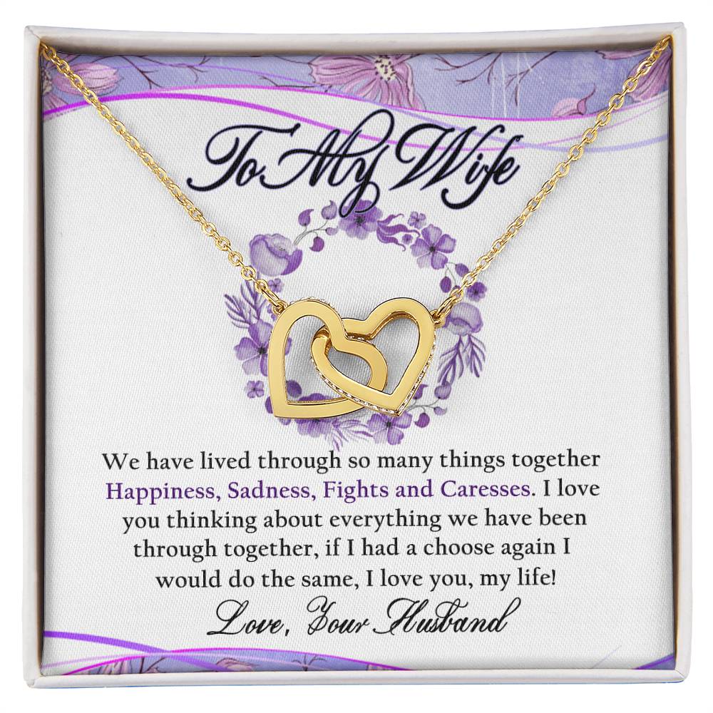 To My Wife Interlocking Hearts Necklace Message Card