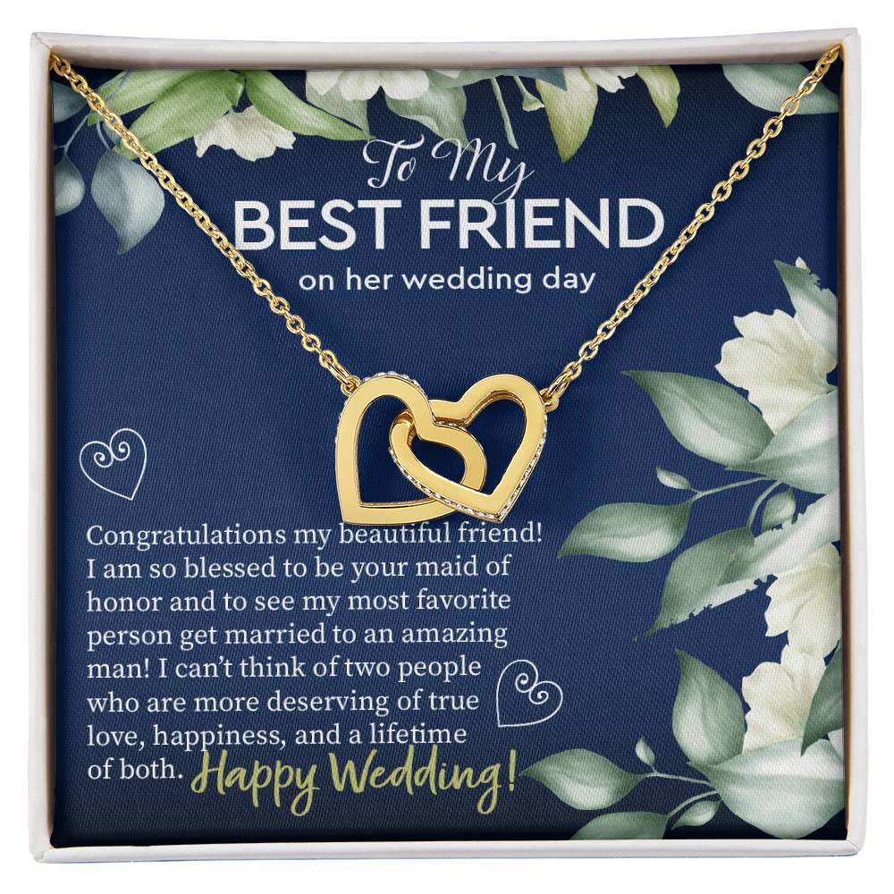 Gift To Best Friend On Wedding Wedding Gift To Friend From Maid Of Honor Maid Of Honor Gift To Bride Besties Necklace Gift Interlocking Hearts Necklace