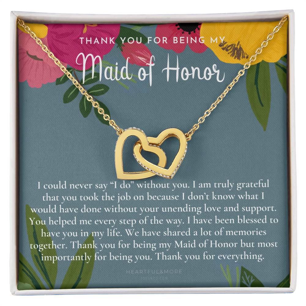 Maid Of Honor Thank You Gift From Bride Bridesmaid Gift Maid Of Honor Gift Necklace Matron Of Honor Gift Thank You Gift From Bride Interlocking Hearts Necklace