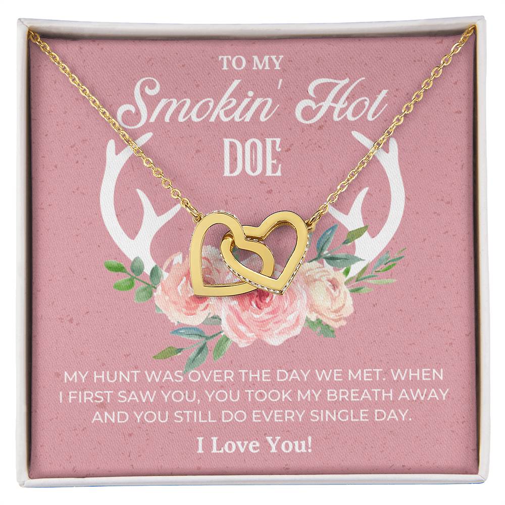 To My Smokin&#39 Hot Doe Gift For Her Valentines Day Gift For Wife Wife Valentines Necklace Gift Girlfriend Jewelry Gift Valentines Day Interlocking Hearts Necklace