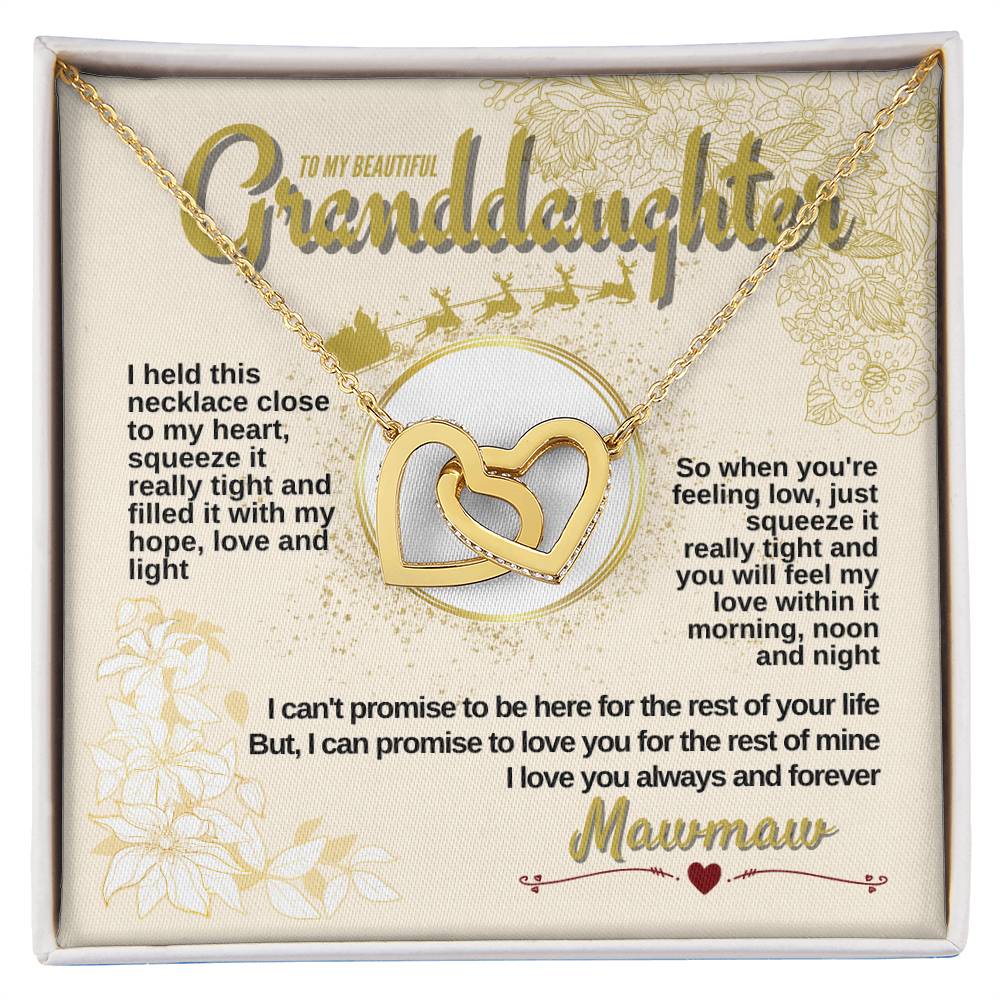 To My Granddaughter - Mawmaw Loves You Always & Forever - Necklace Interlocking Hearts Necklace