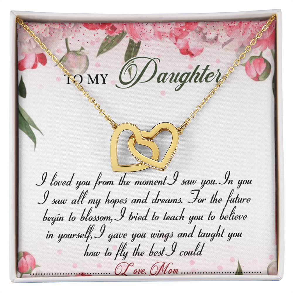 To My Daughter Interlocking Hearts Necklace Message Card