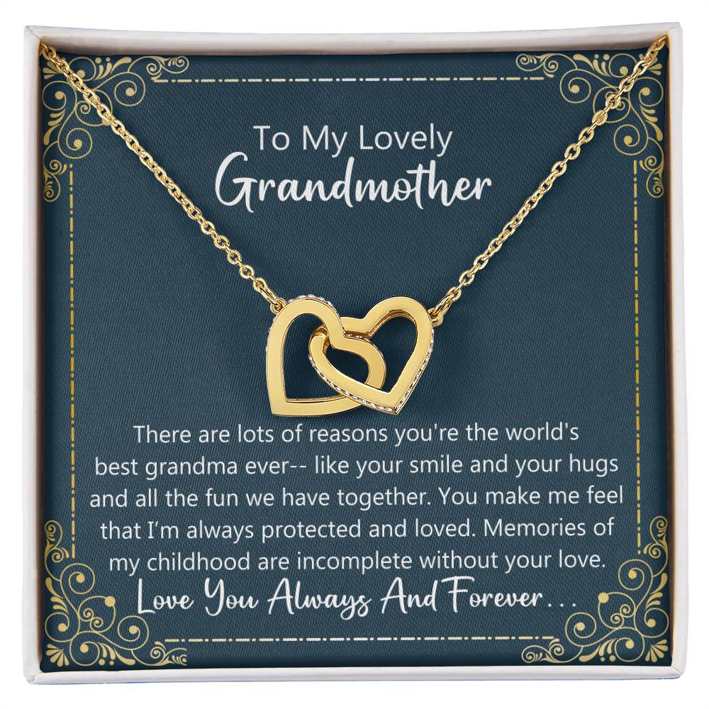 Grandmother Gift - My Childhood Is Incomplete Without You Necklace Interlocking Hearts Necklace