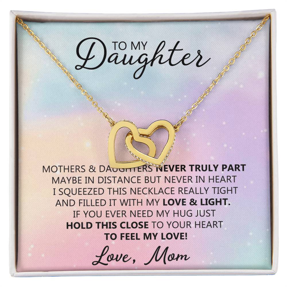 To My Daughter - Unique Interlocking Hearts Binding Necklace Gift Set Interlocking Hearts Necklace