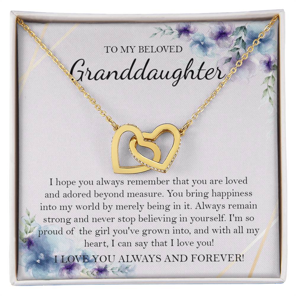 To My Beloved Granddaughter Necklace Gift For Granddaughter Granddaughter Birthday Gift Graduation Gift Interlocking Hearts Necklace