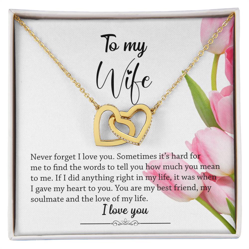 Interlocking Hearts - Pink Tulips Interlocking Hearts Necklace